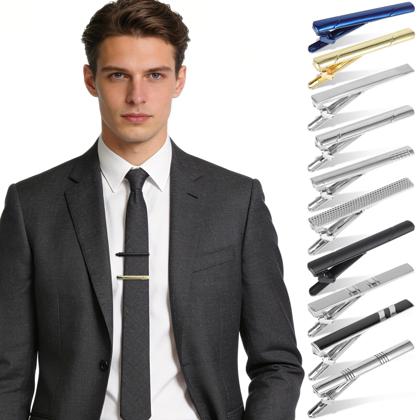 10Pcs Necktie Clip Set Classic - Tie Bar Set Gift recension och pris