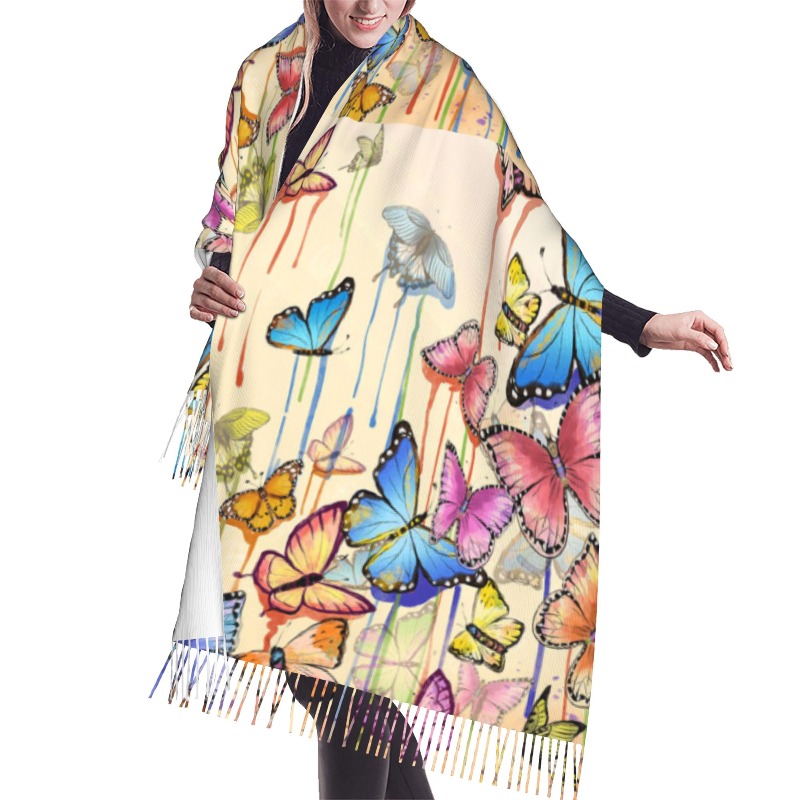 Retro Butterfly Winter Cashmer - Woven Scarf Blanket recension och pris