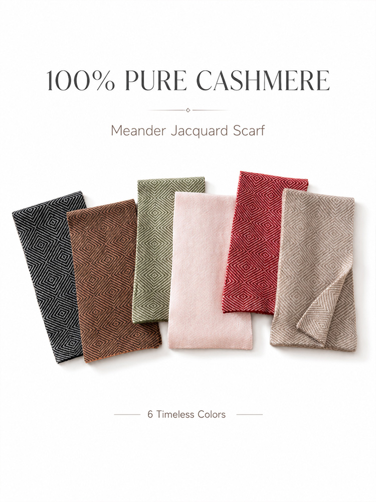 100% Cashmere Scarf Jacquard S - Muffler Men Wool recension och pris