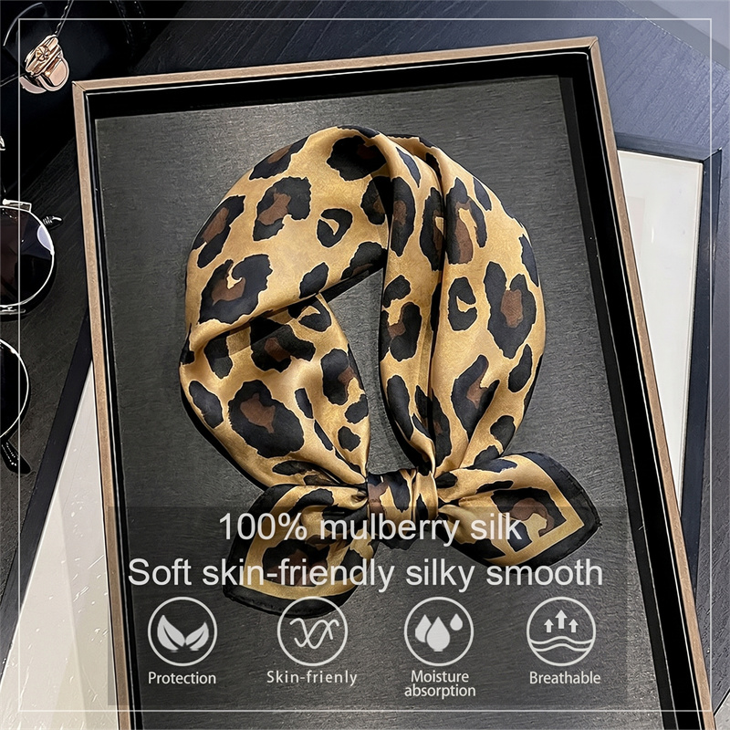 100% Silk Square Scarf Leopard - Face Scarf Mask recension och pris